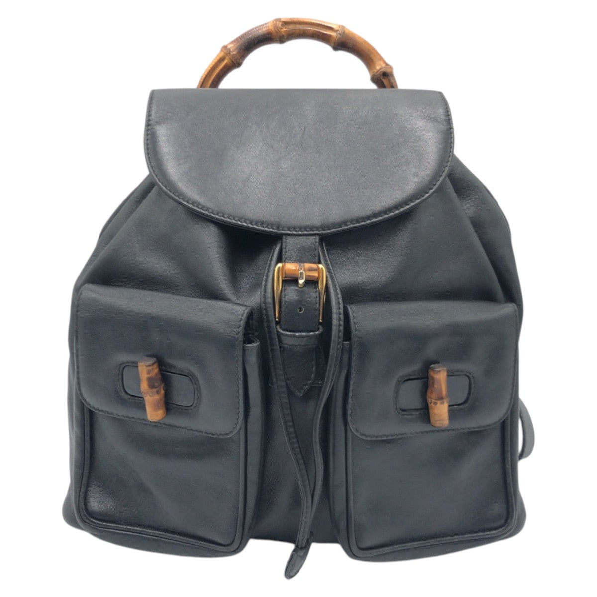 GUCCI Backpack 003 1998 0016 leather Black black Backpack Unisex Bamboo Women Used Authentic