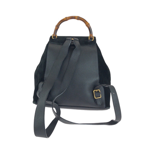 GUCCI Backpack 003 2058 Suede, Leather black Backpack Backpack Bamboo Women Used Authentic