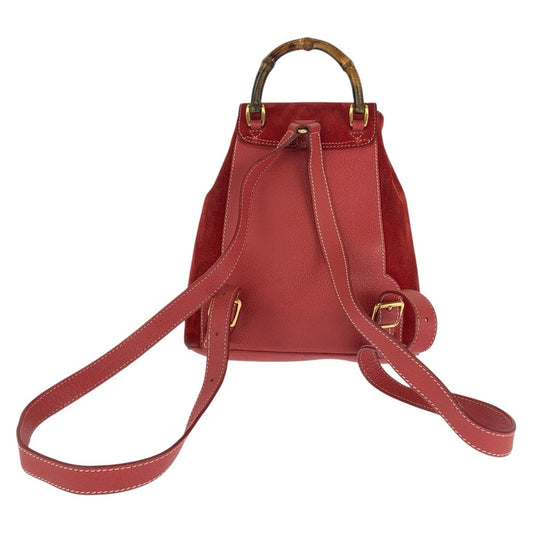 GUCCI Backpack 003 1956 0030 Suede, Leather Red Backpacks & Daypacks Backpacks Bamboo Women Used Authentic