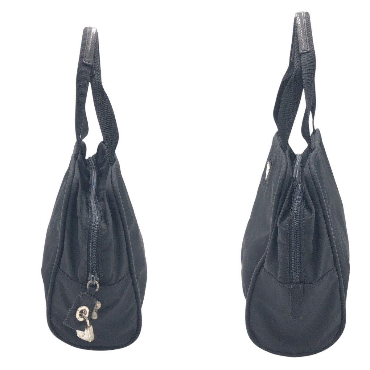 PRADA Handbag Nylon Black black Test Triangular logo Women Used Authentic