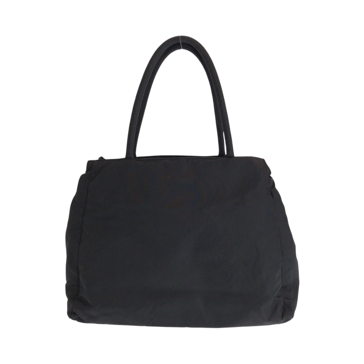 PRADA Tote Bag Nylon Black SilverMetal Tote Bag Shoulder Bag Test Triangle With logo Women Used Authentic