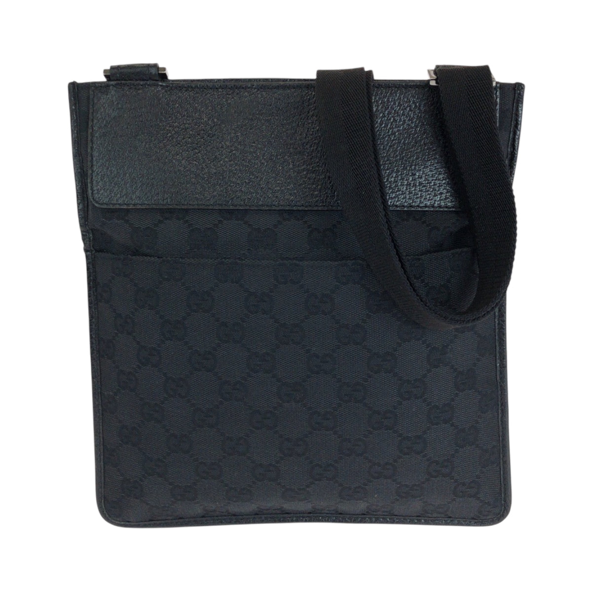 GUCCI Shoulder Bag 27639 GG canvas Black SilverMetal Shoulder Bag pochette mens Used Authentic