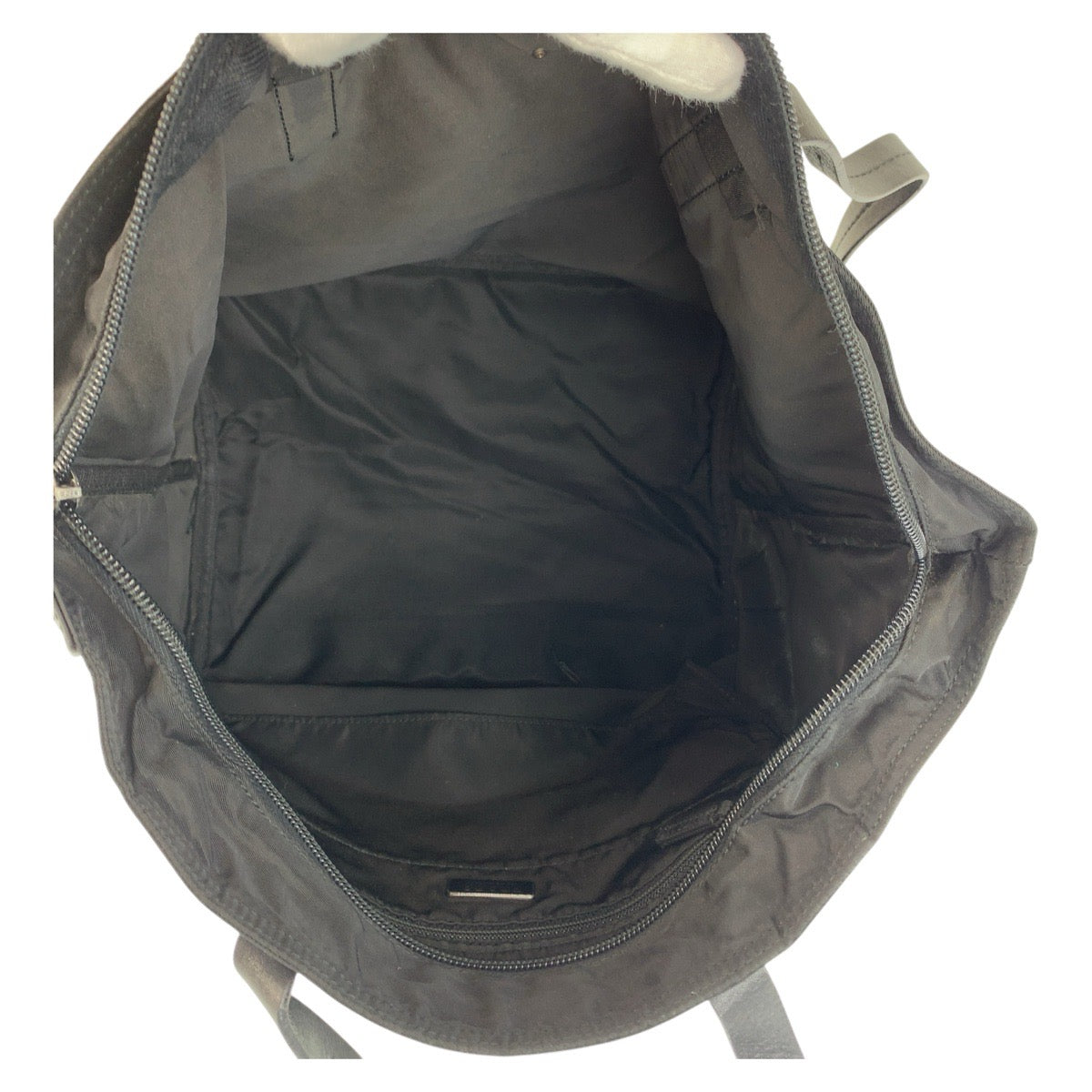 PRADA Tote Bag Nylon Black SilverMetal Tote Bag Shoulder Bag Test Triangle With logo Women Used Authentic