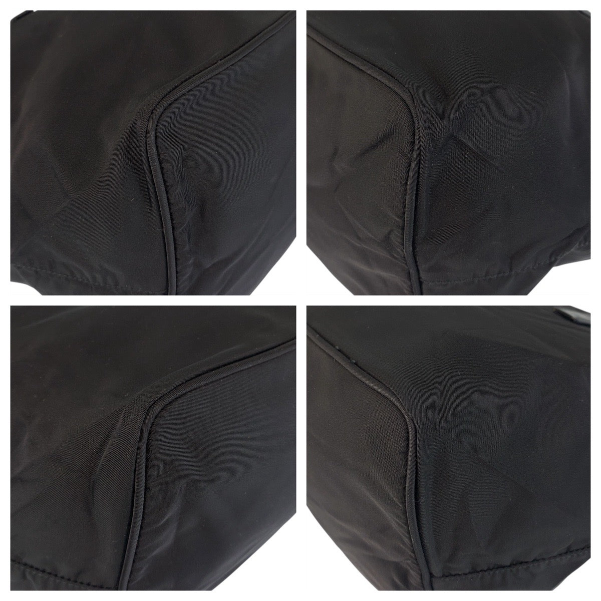 PRADA Tote Bag Nylon Black SilverMetal Tote Bag Shoulder Bag Test Triangle With logo Women Used Authentic