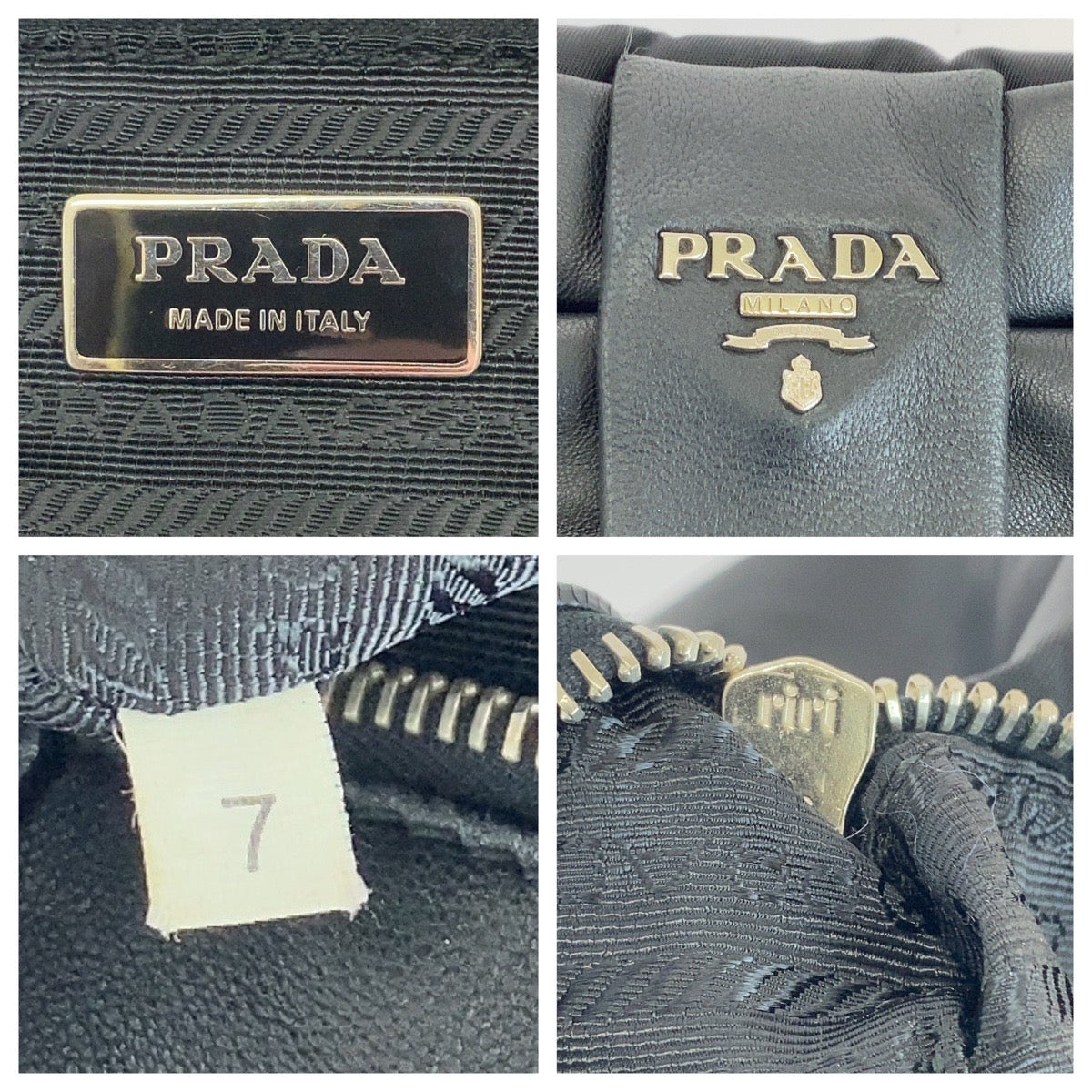 PRADA Tote Bag BN1601 Nylon Black SilverMetal Tote Bag handbag Test Ribbon TriangleWith logo Women Used Authentic
