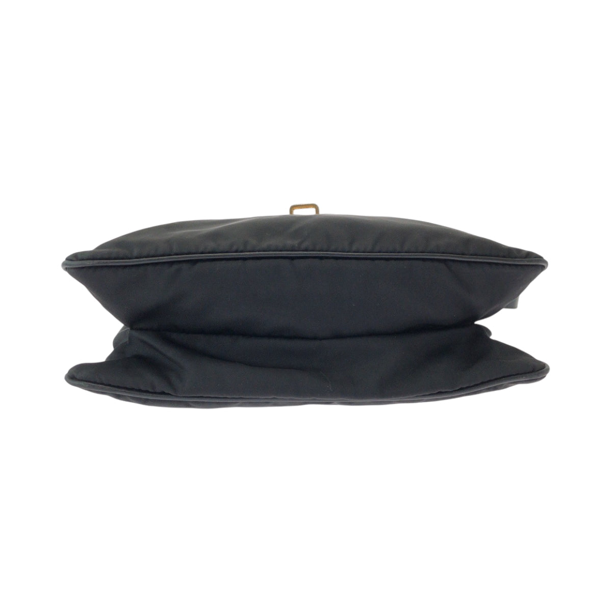 PRADA Shoulder Bag Nylon Black GoldMetal Shoulder Bag pochette Test Triangle With logo Women Used Authentic