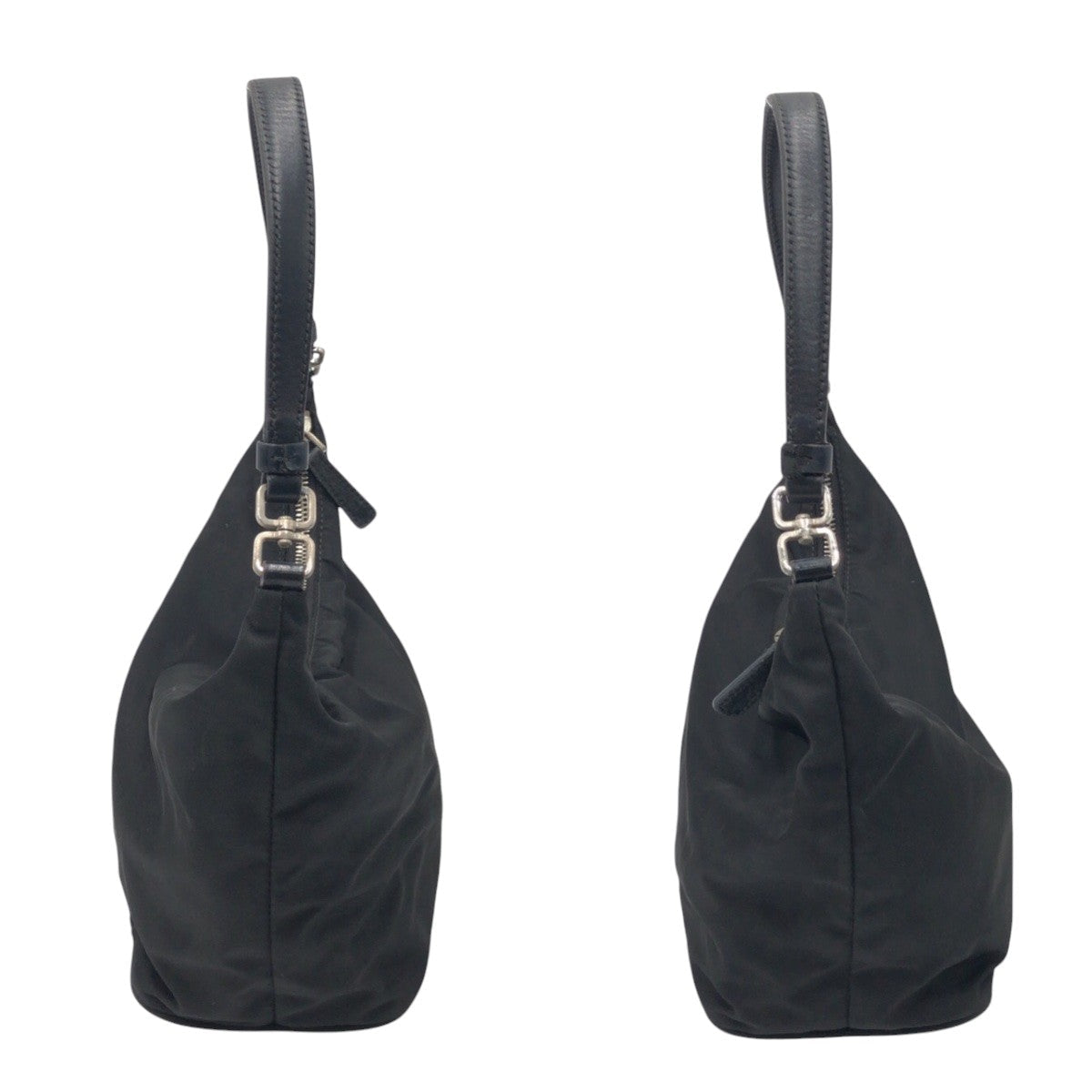 PRADA Shoulder Bag Nylon Black black Hobo Shoulder Bag Handbag Test Triangular logo Women Used Authentic