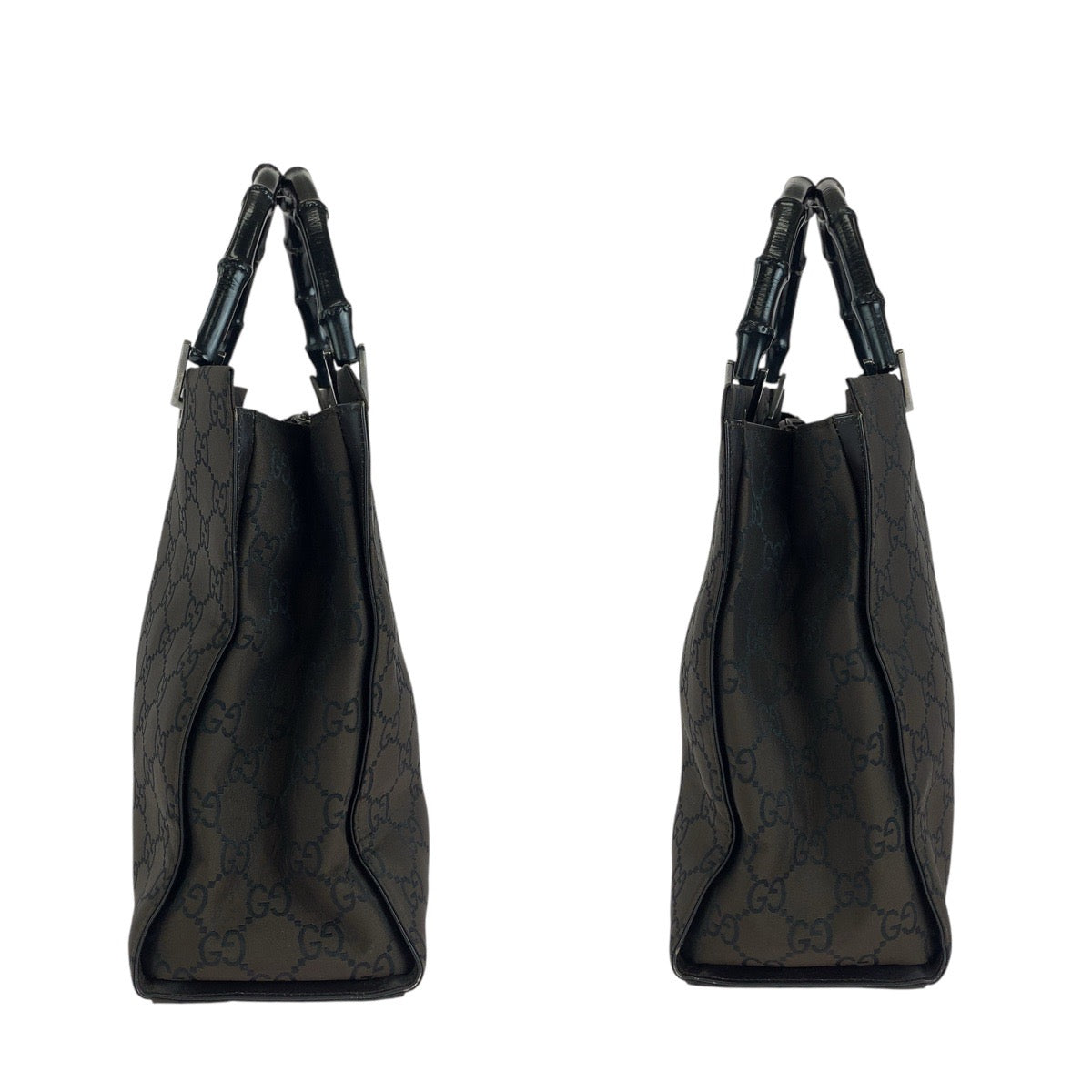 GUCCI Tote Bag 002 1010 GG canvas Brown Silver Metal Tote Bag handbag Bamboo Jumbo GG Women Used Authentic
