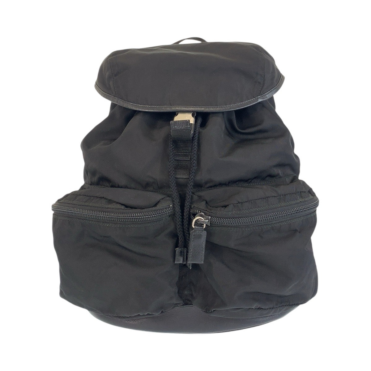 PRADA Backpack Nylon, Leather black Backpacks, Daypacks, Backpacks, Unisex Testo Saffiano Triangle With logo Women Used Authentic