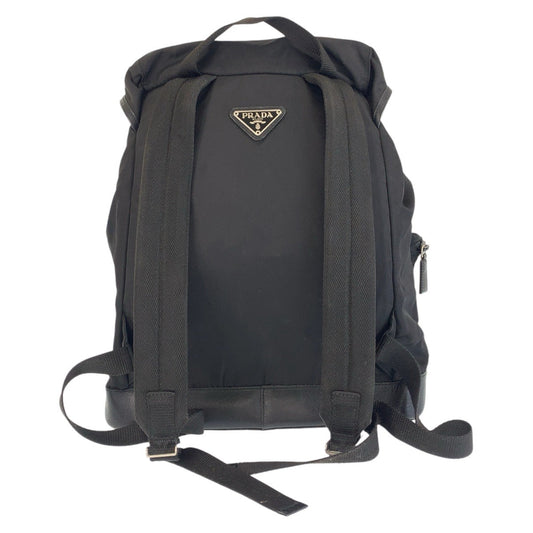 PRADA Backpack Nylon, Leather black Backpacks, Daypacks, Backpacks, Unisex Testo Saffiano Triangle With logo Women Used Authentic