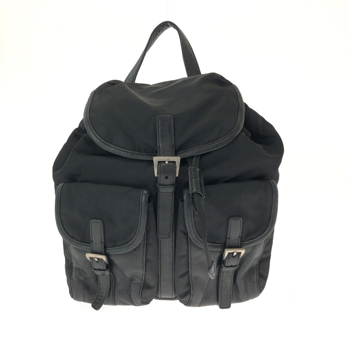 PRADA Backpack Nylon, Leather black Backpack Unisex Test Women Used Authentic
