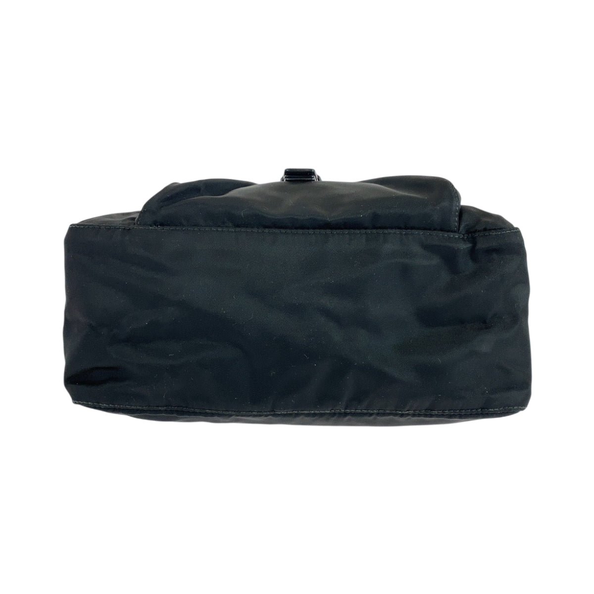 PRADA Shoulder Bag Nylon Black SilverMetal Shoulder Bag pochette Test Triangle With logo Women Used Authentic