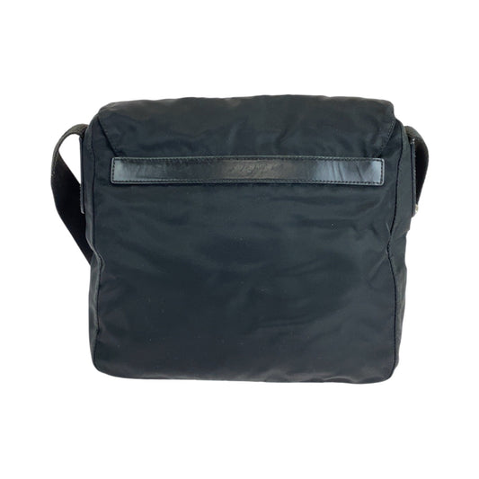 PRADA Shoulder Bag Nylon Black SilverMetal Shoulder Bag pochette Test Triangle With logo Women Used Authentic