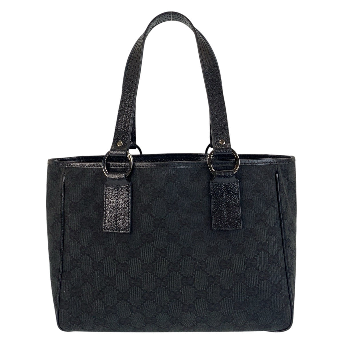 GUCCI Tote Bag 113019 GG canvas, leather Black black Tote Bag Shoulder Bag Women Used Authentic