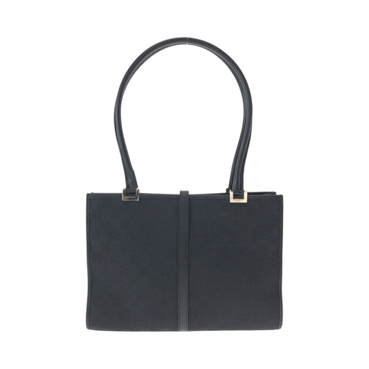 GUCCI Tote Bag 002 1073 GG canvas Black SilverMetal Tote Bag Shoulder Bag Jackie Women Used Authentic