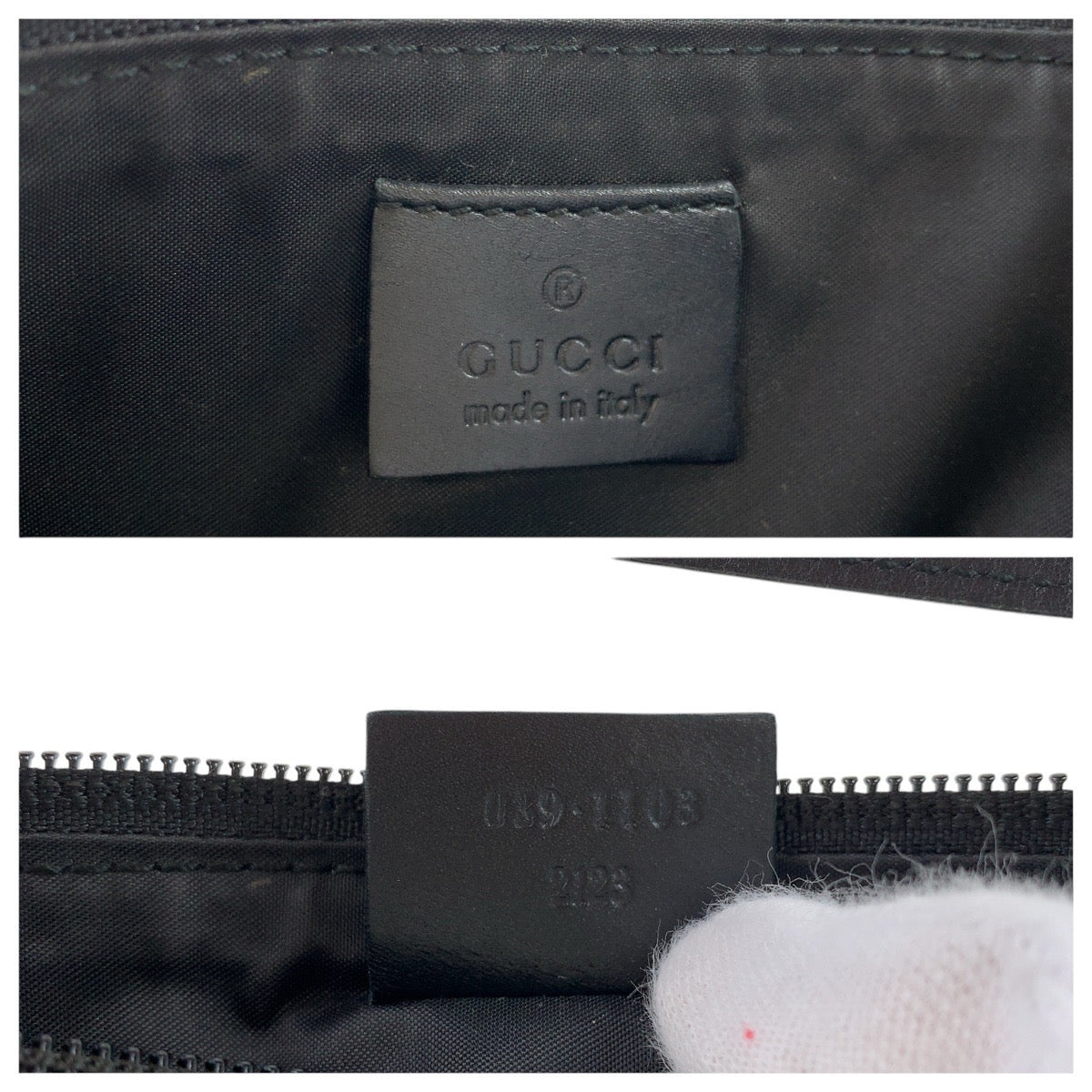 GUCCI Handbag 039 1103 GG canvas, leather Black SilverMetal Handbag accessory pouch Women Used Authentic