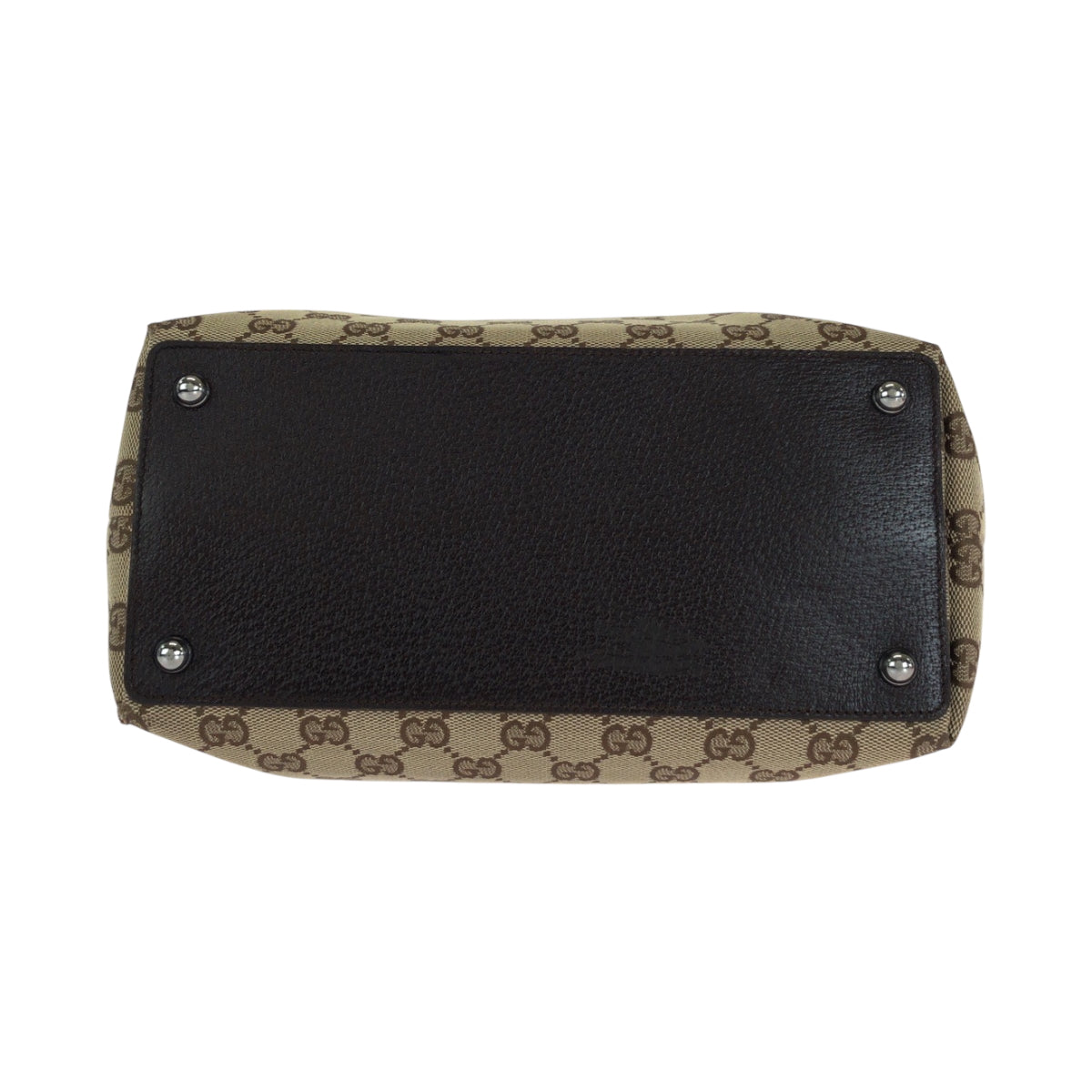 GUCCI Tote Bag 120836 GG canvas Beige Brown SilverMetal Tote Bag Shoulder Bag Women Used Authentic