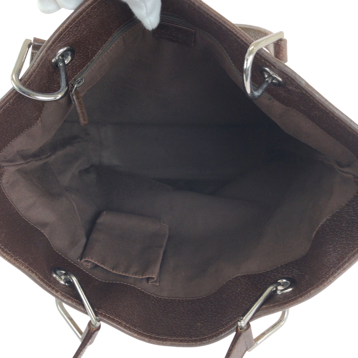 GUCCI Tote Bag 120836 GG canvas Beige Brown SilverMetal Tote Bag Shoulder Bag Women Used Authentic