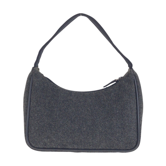 PRADA Handbag Wool, Nylon Gray Navy SilverMetal Handbag accessory pouch PRADA Sports Women Used Authentic