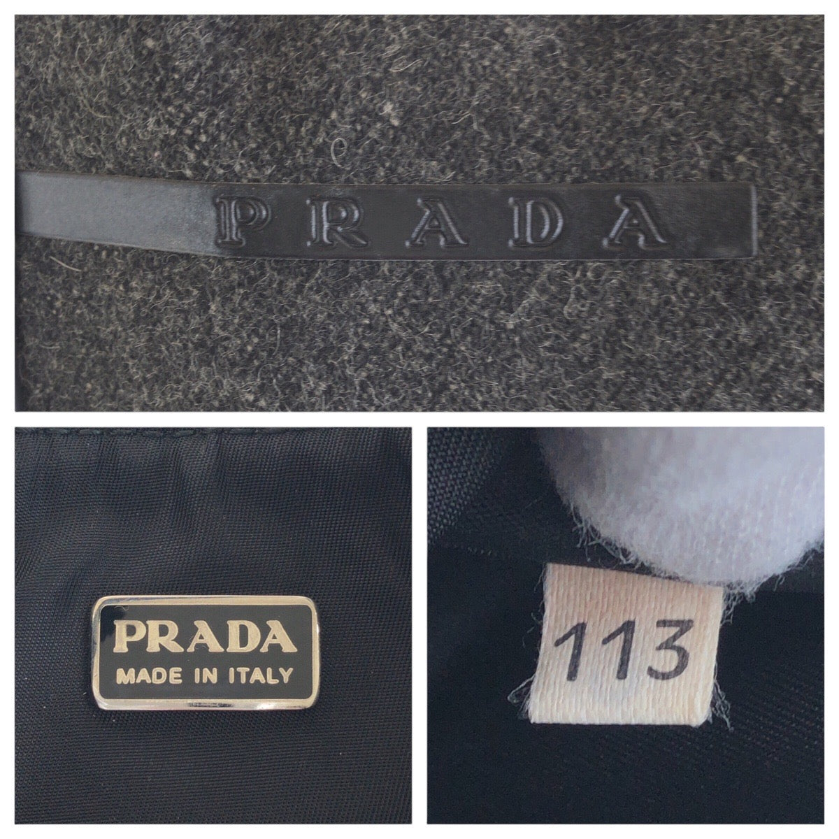 PRADA Handbag Wool, Nylon Gray Navy SilverMetal Handbag accessory pouch PRADA Sports Women Used Authentic