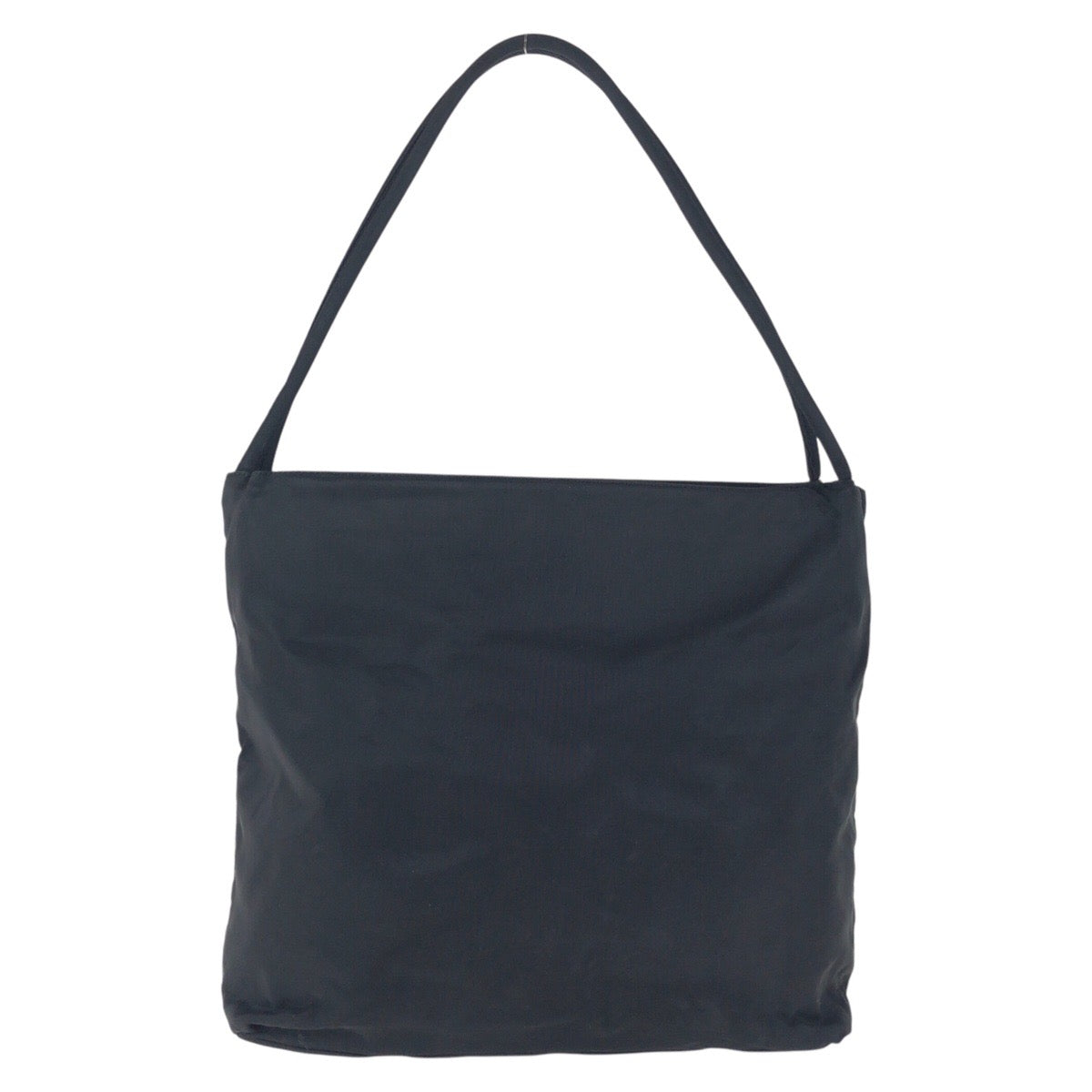 PRADA Tote Bag Nylon Black SilverMetal Tote Bag Shoulder Bag Test Triangle With logo Women Used Authentic