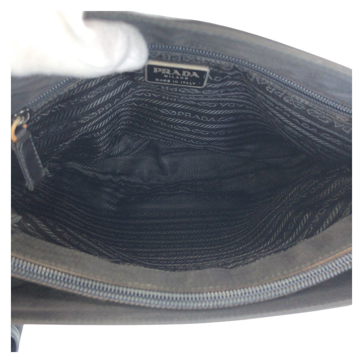 PRADA Tote Bag Nylon Black SilverMetal Tote Bag Shoulder Bag Test Triangle With logo Women Used Authentic