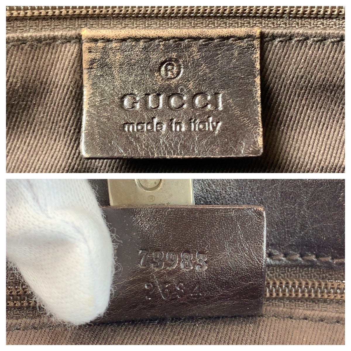 GUCCI Tote Bag 73983 GG canvas, leather Brown Tote Bag Shoulder Bag Women Used Authentic