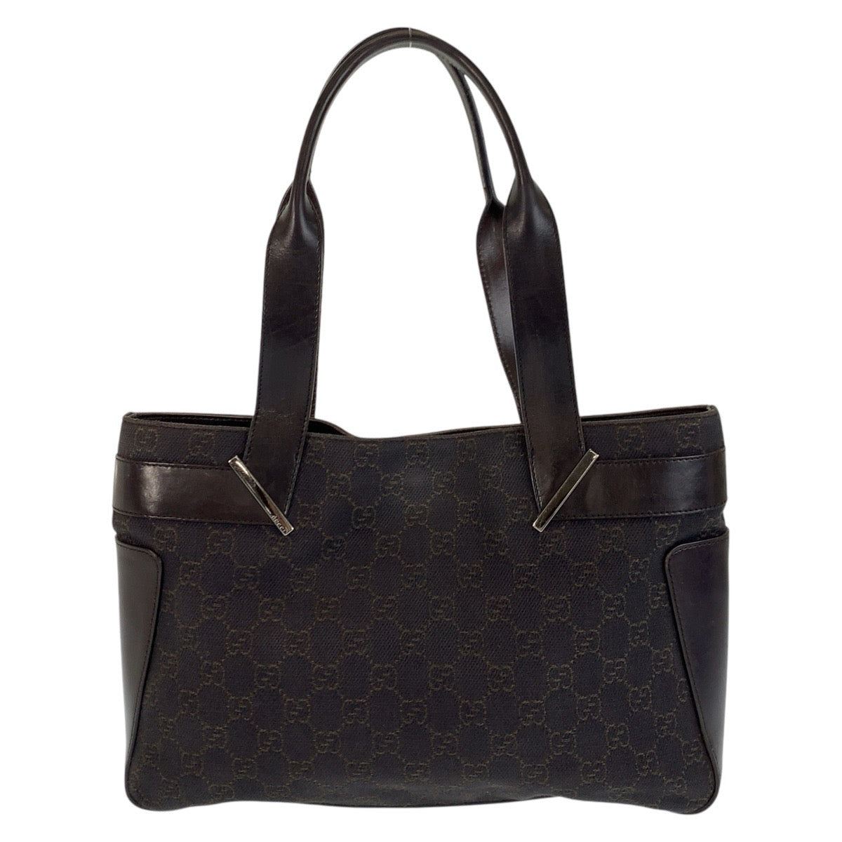 GUCCI Tote Bag 73983 GG canvas, leather Brown Tote Bag Shoulder Bag Women Used Authentic