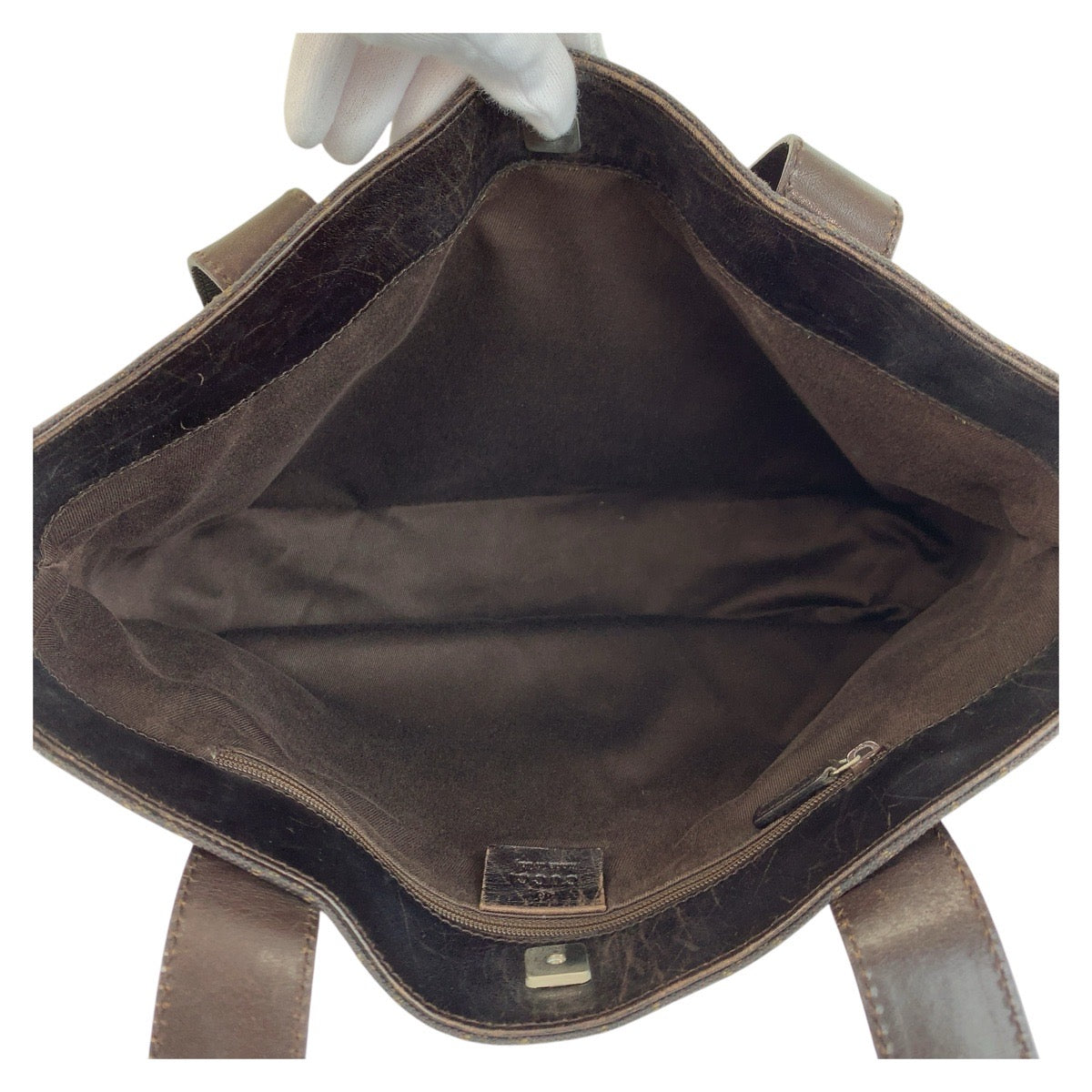 GUCCI Tote Bag 73983 GG canvas, leather Brown Tote Bag Shoulder Bag Women Used Authentic