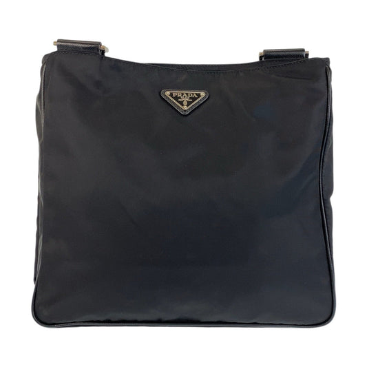 PRADA Shoulder Bag Nylon Black SilverMetal Crossbody Shoulder Bag Messenger Bag Test Triangle With logo Women Used Authentic
