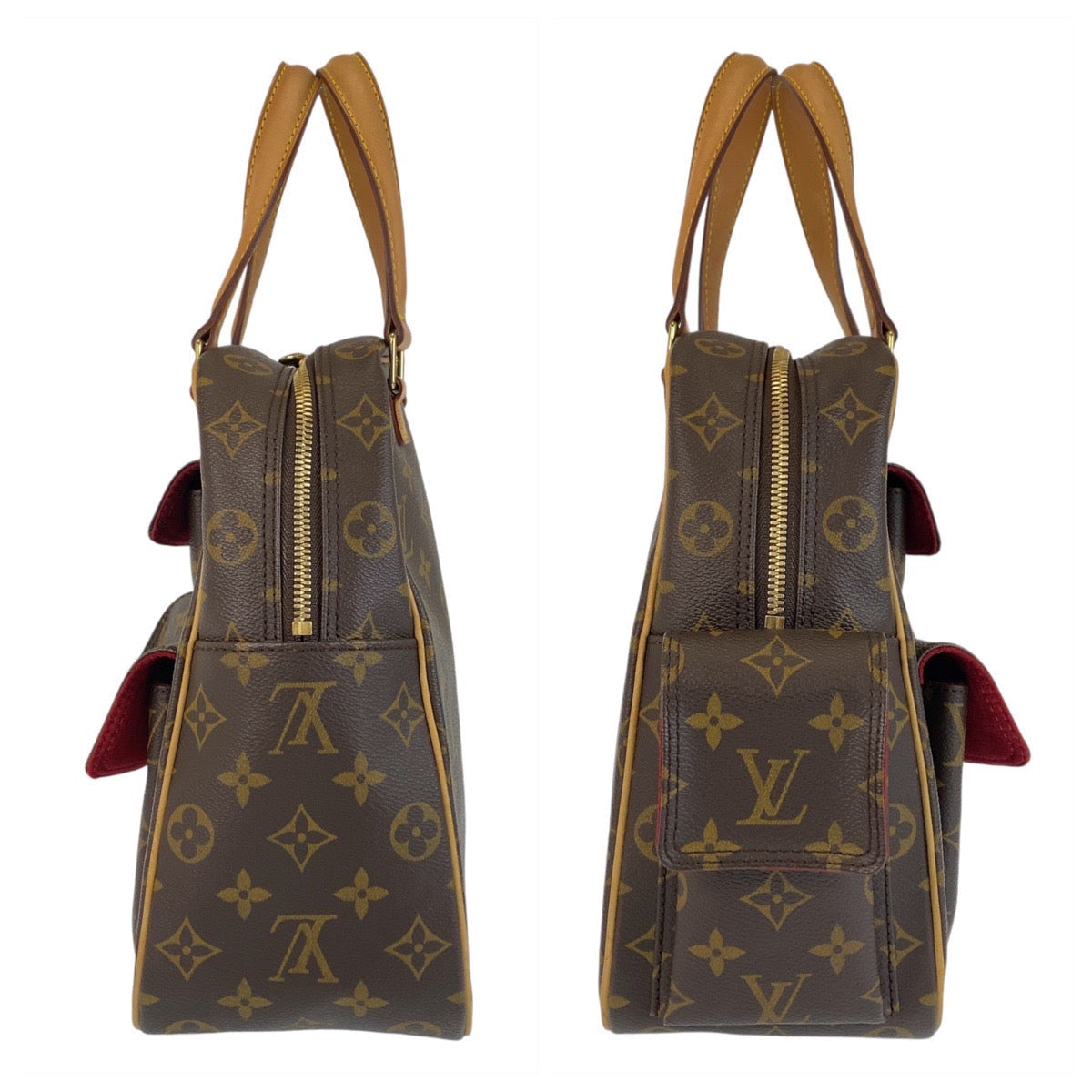 LOUIS VUITTON Handbag M51161 PVC, Leather Brown Gold Metal Monogram Exantri Cite Women Used Authentic