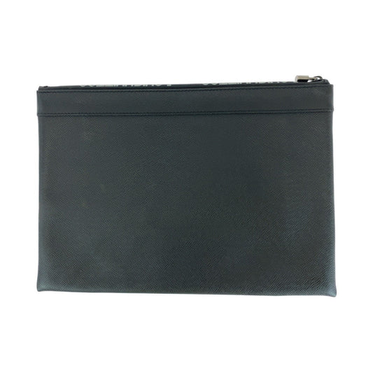 LOUIS VUITTON Clutch bag M30086 leather Black SilverMetal Clutch bag business bag Taiga Pochette Apollo mens Used Authentic