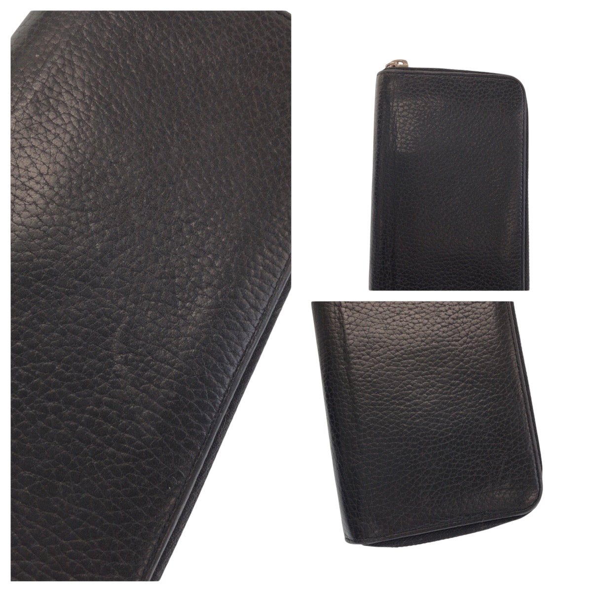 LOUIS VUITTON Long Wallet Purse M58412 leather Black SilverMetal Long Wallet Purse Zip Around Zippy Wallet Vertical mens Used Authentic