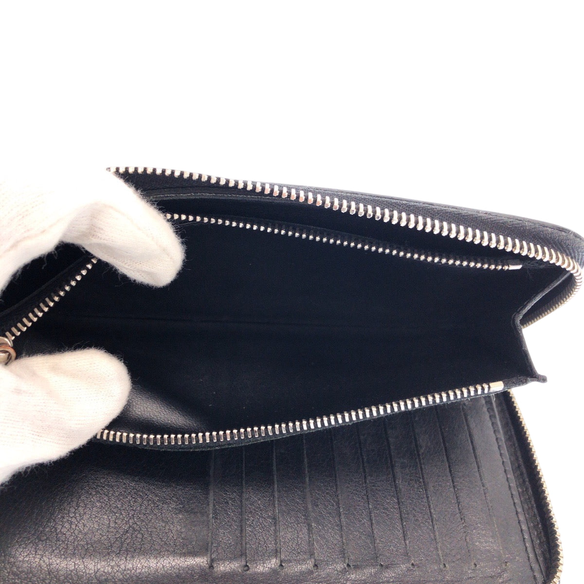 LOUIS VUITTON Long Wallet Purse M58412 leather Black SilverMetal Long Wallet Purse Zip Around Zippy Wallet Vertical mens Used Authentic