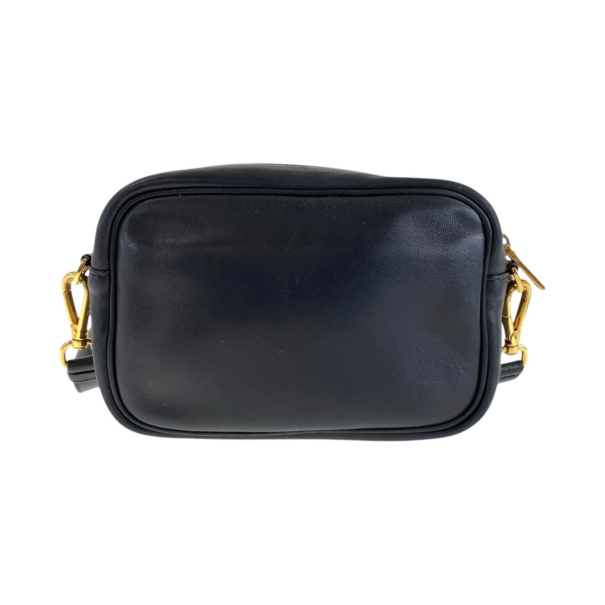 PRADA Shoulder Bag leather Red Black Gold Metal Shoulder Bag pochette ribbon Women Used Authentic