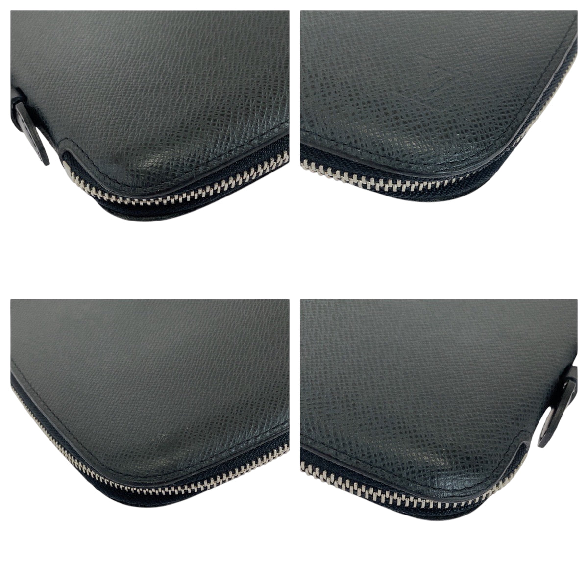 LOUIS VUITTON Long Wallet Purse M30652 Taiga Black SilverMetal Long Wallet Purse Taiga Organizer Atoll mens Used Authentic