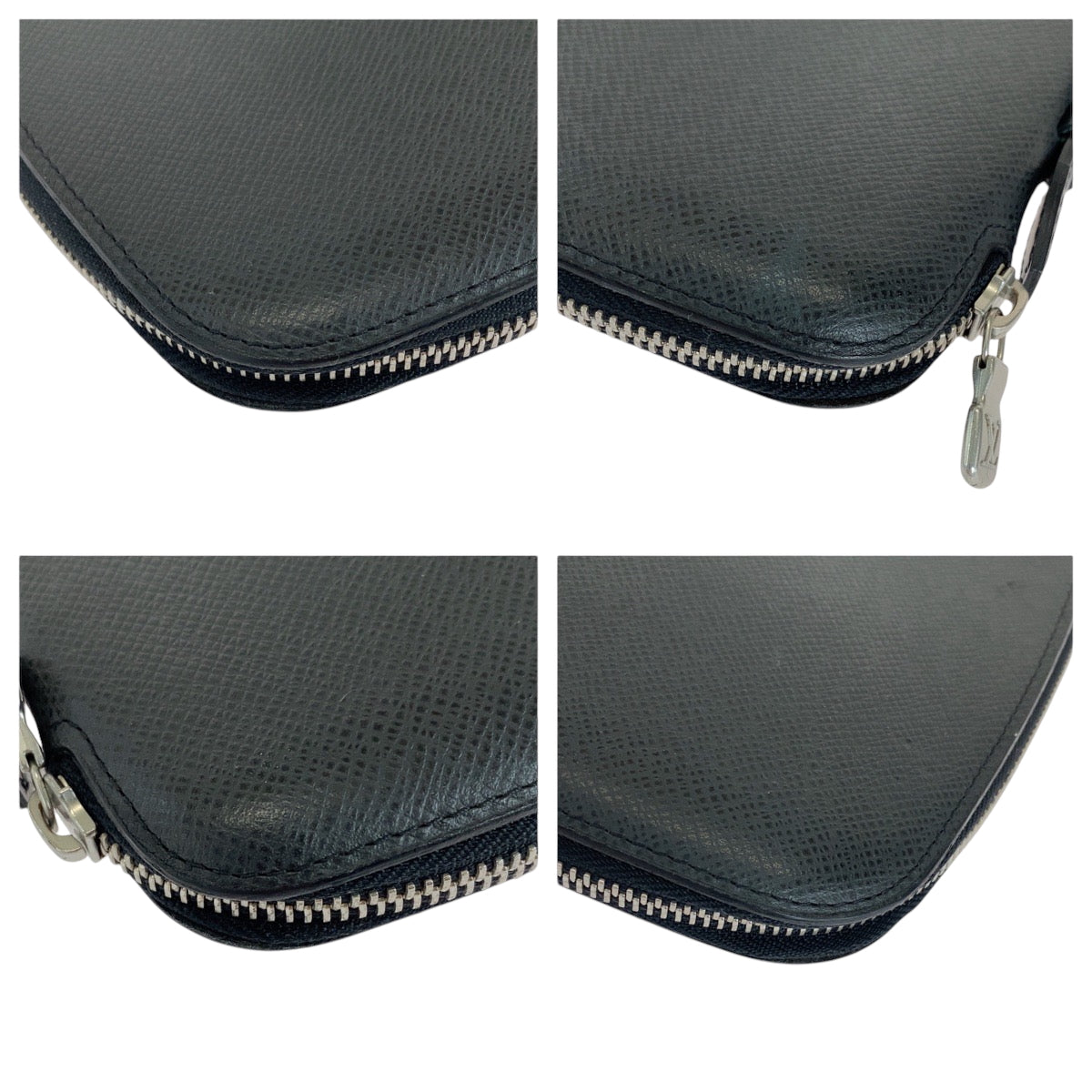 LOUIS VUITTON Long Wallet Purse M30652 Taiga Black SilverMetal Long Wallet Purse Taiga Organizer Atoll mens Used Authentic