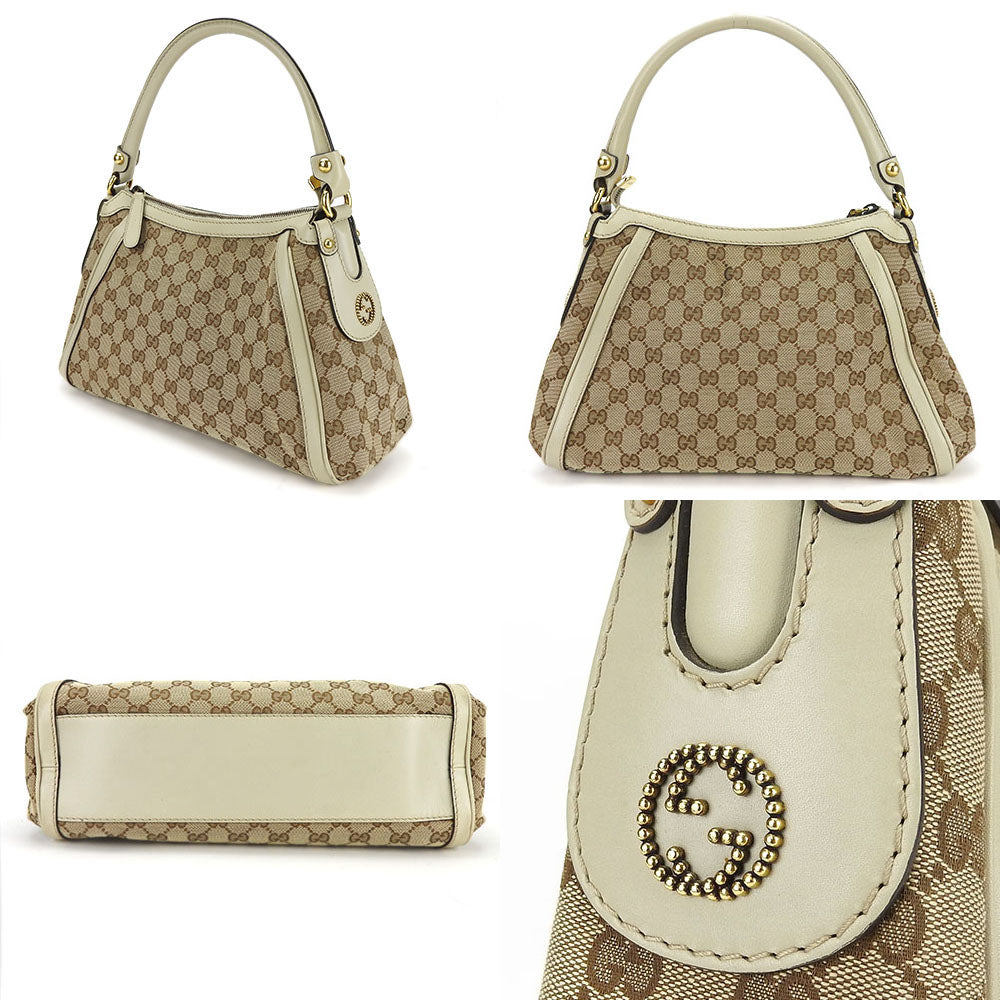 GUCCI Shoulder Bag 282298 GG canvas, leather beige Women Used Authentic