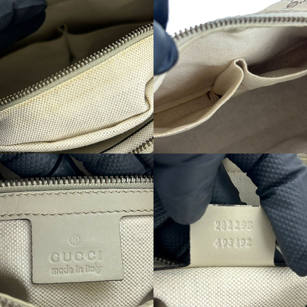 GUCCI Shoulder Bag 282298 GG canvas, leather beige Women Used Authentic