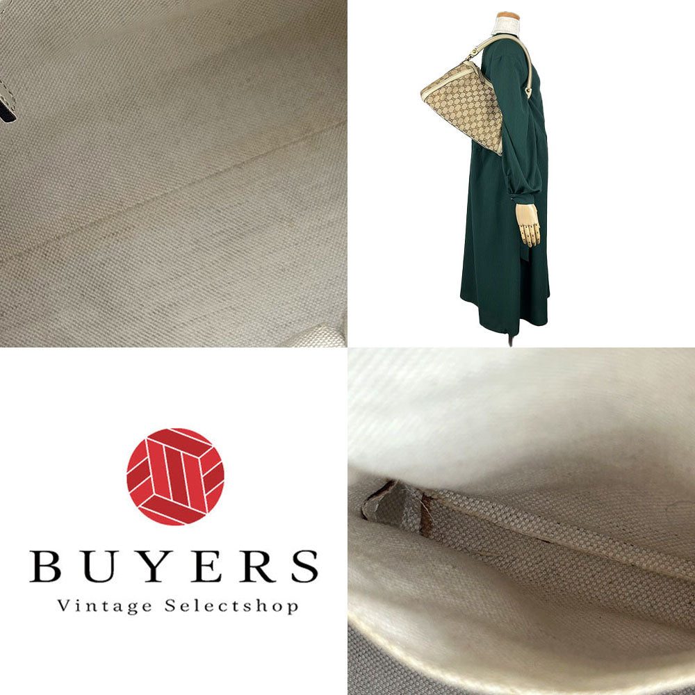 GUCCI Shoulder Bag 282298 GG canvas, leather beige Women Used Authentic