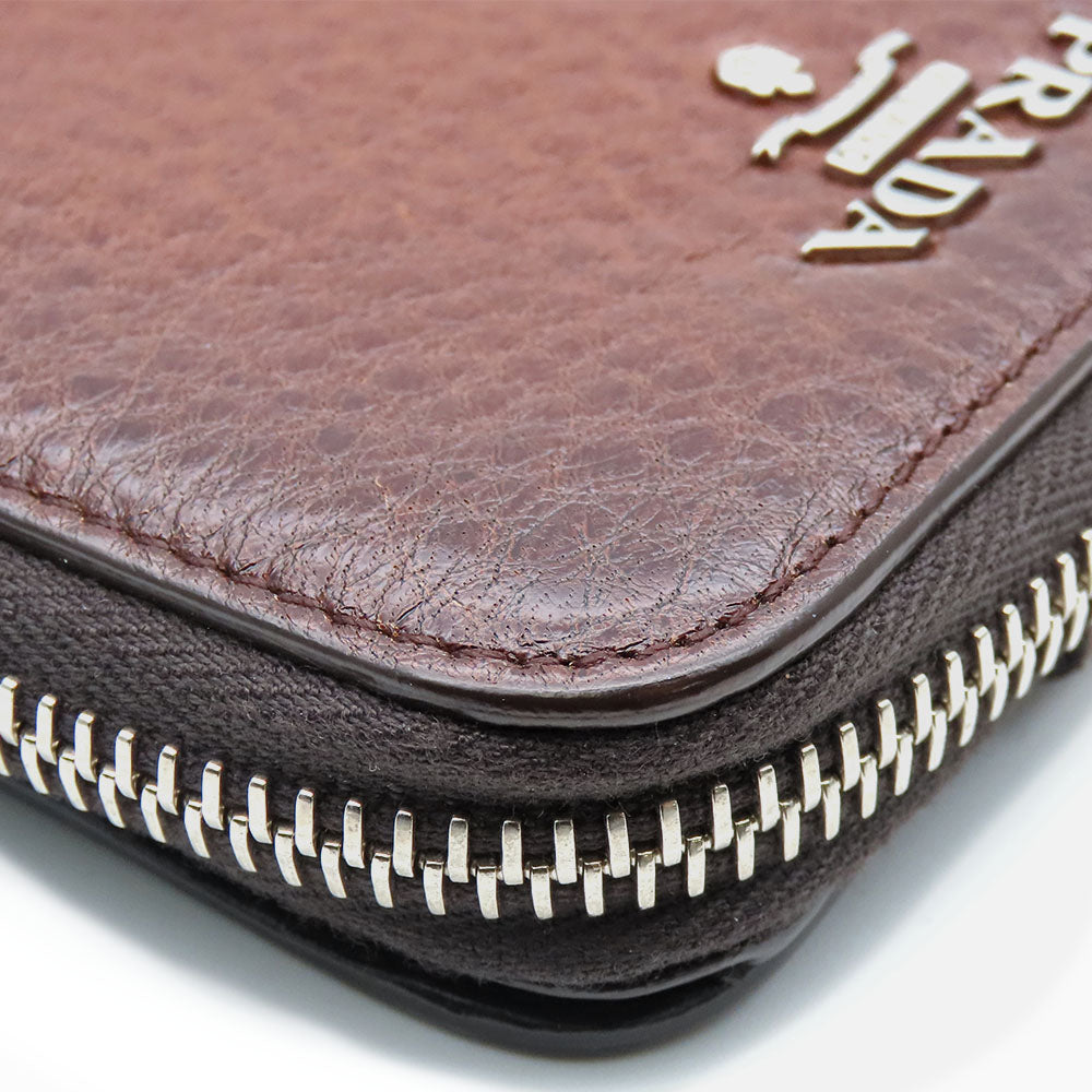 PRADA Bifold Wallet 1M0522 leather Brown Women Used Authentic