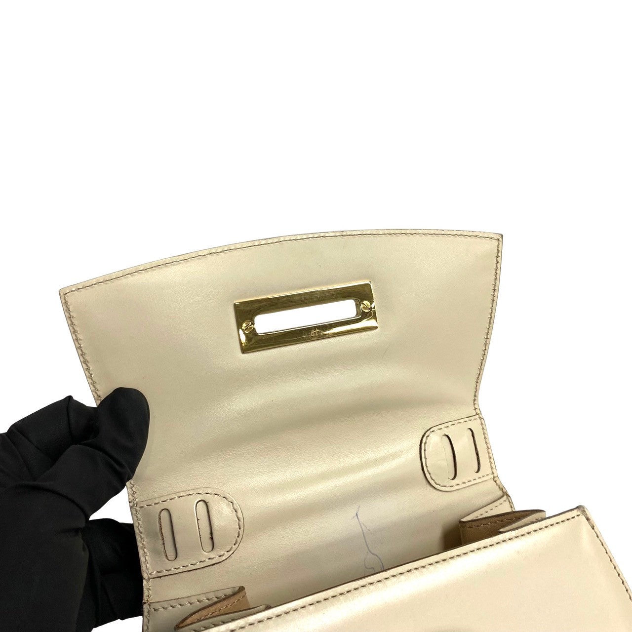 CELINE Handbag Calfskin white logo Metal Women Used Authentic