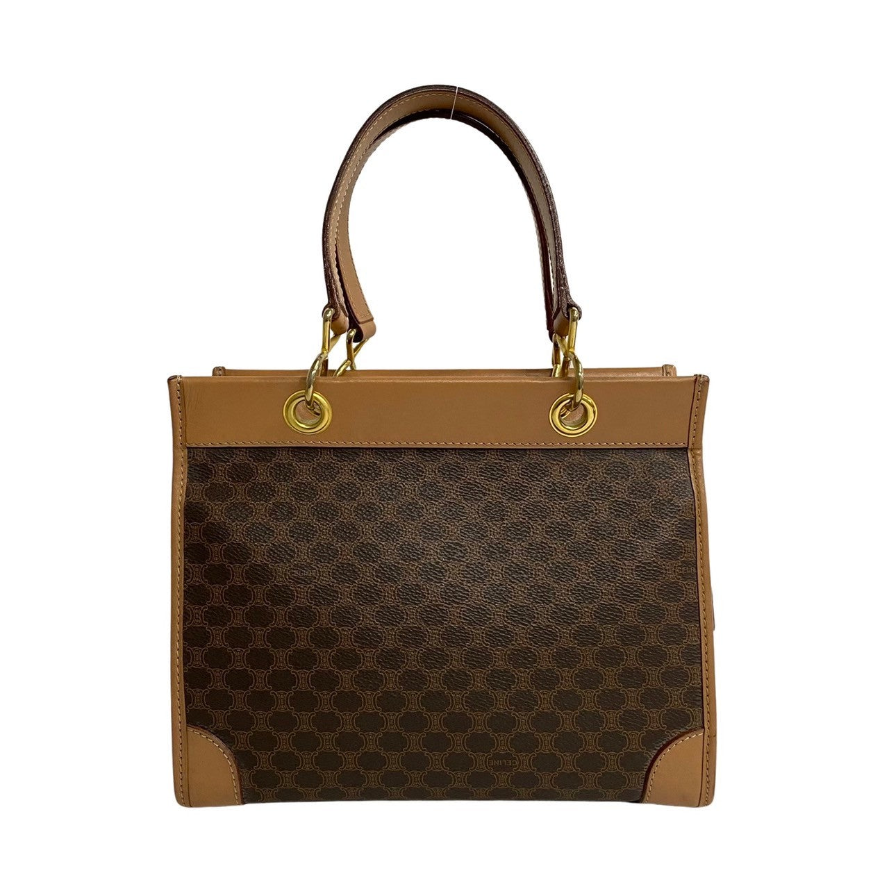 CELINE Handbag Leather, PVC Brown Macadam Blason Triomphe Women(Unisex) Used Authentic