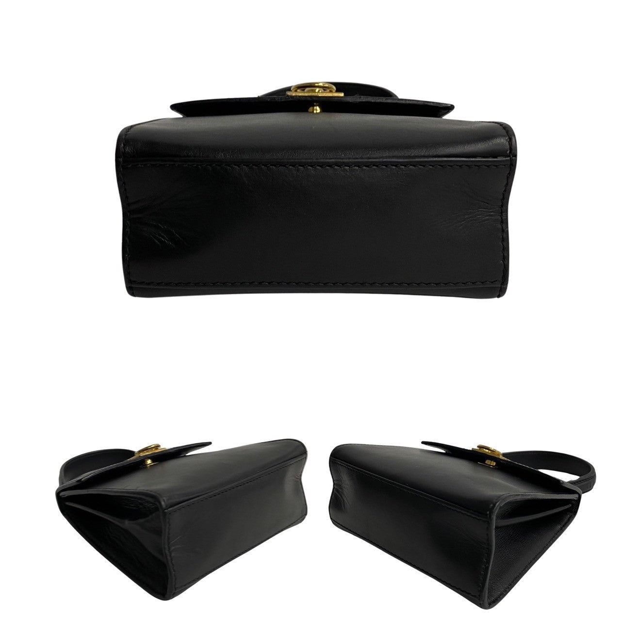CELINE Handbag leather black ring Women Used Authentic