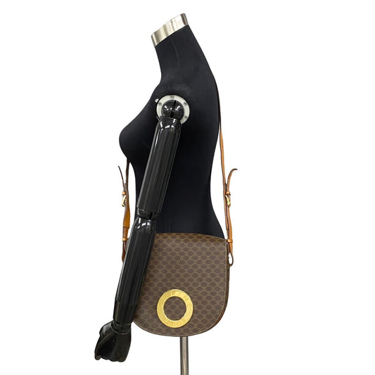 CELINE Shoulder Bag Leather, PVC Brown Macadam Women Used Authentic