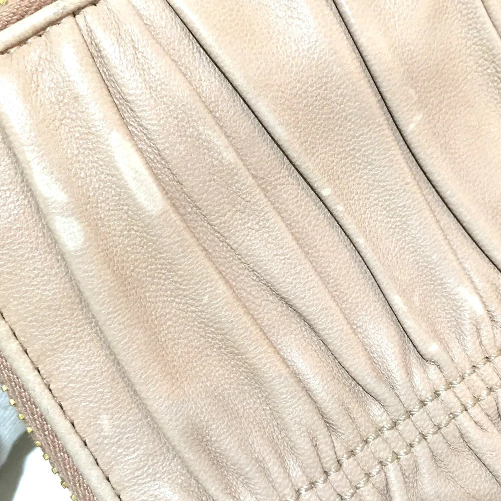 PRADA Ruched Long Wallet Beige