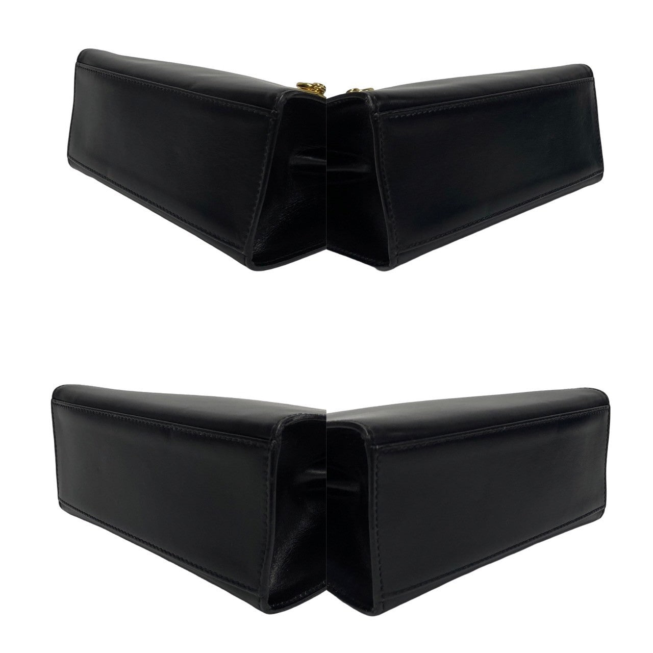 CELINE Shoulder Bag Calfskin, Leather black logo ringMetal Women Used Authentic