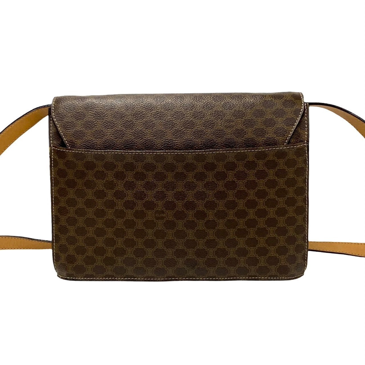 CELINE Shoulder Bag Leather, PVC Brown Macadam Blason Triomphe Pattern Women Used Authentic