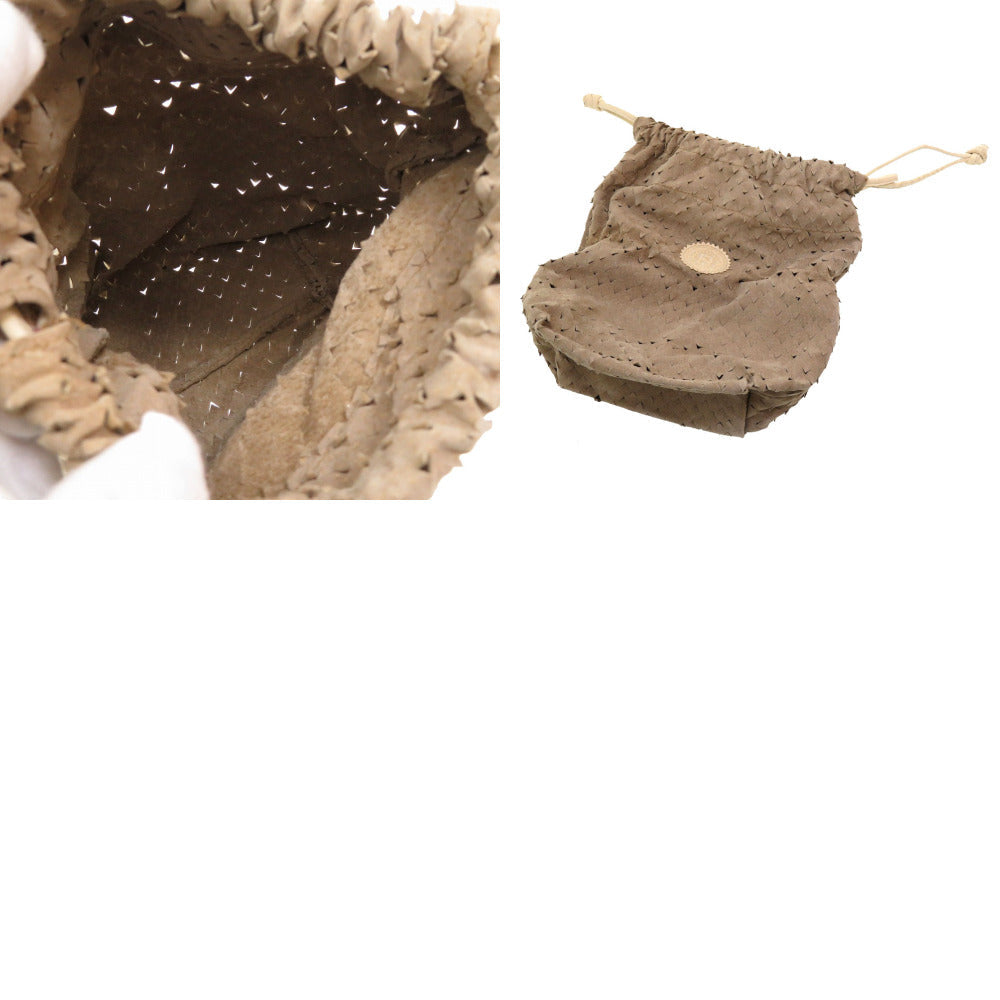 FENDI Shoulder Bag Embossed leather Ivory Women Used Authentic