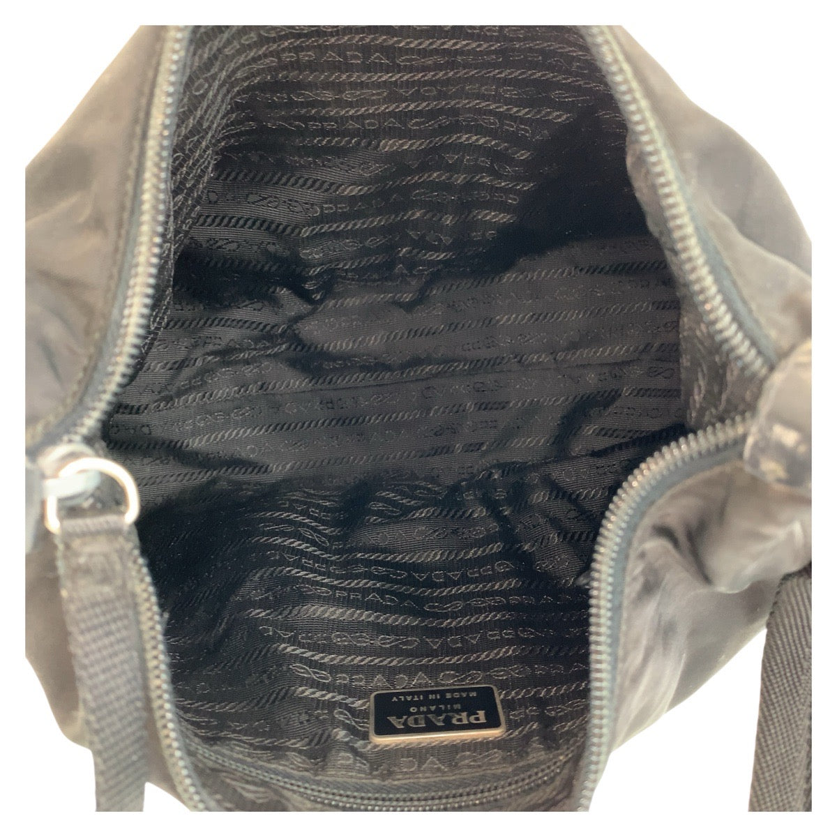 PRADA Shoulder Bag Nylon Black SilverMetal Test Women Used Authentic